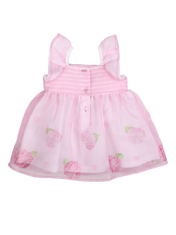 Girls White & Pink Short Sleeve Printed Dress image number 1
